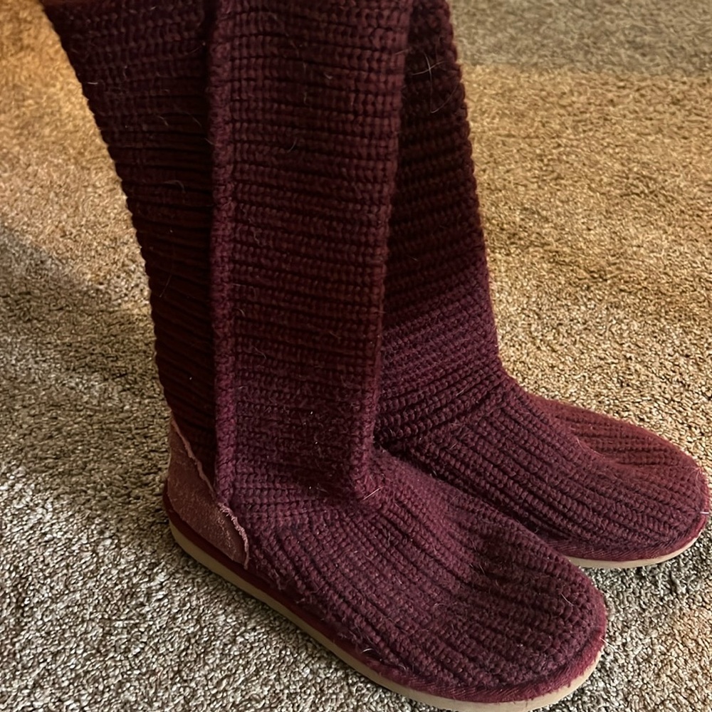 Unique Maroon Woven Ugh boots.